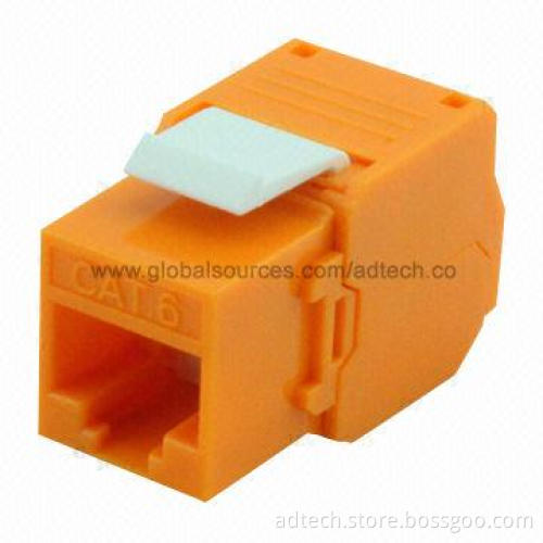 UTP Cat6 Keystone Jack with Slim Type, 180 Degrees, Tool Less, Orange Color, UL Mark